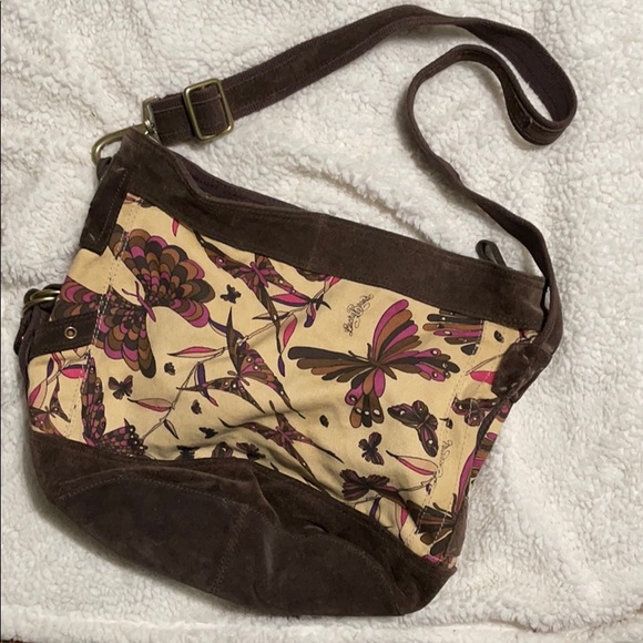 Butterfly Lucky Brand Suede and Canvas Purse/Tote - Picture 5 of 6